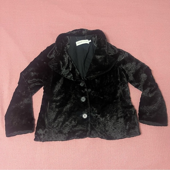 See by Chloe black fur jacket Black Textured Jacket women’s size 8 - Picture 3 of 11